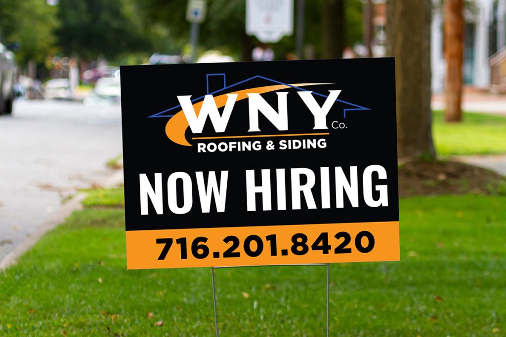 Lawn signs provide excellent visibility to both pedestrians and vehicle traffic. Get eyes on your business with now hiring signs, contractor leave-behinds, sign-ups, and more.